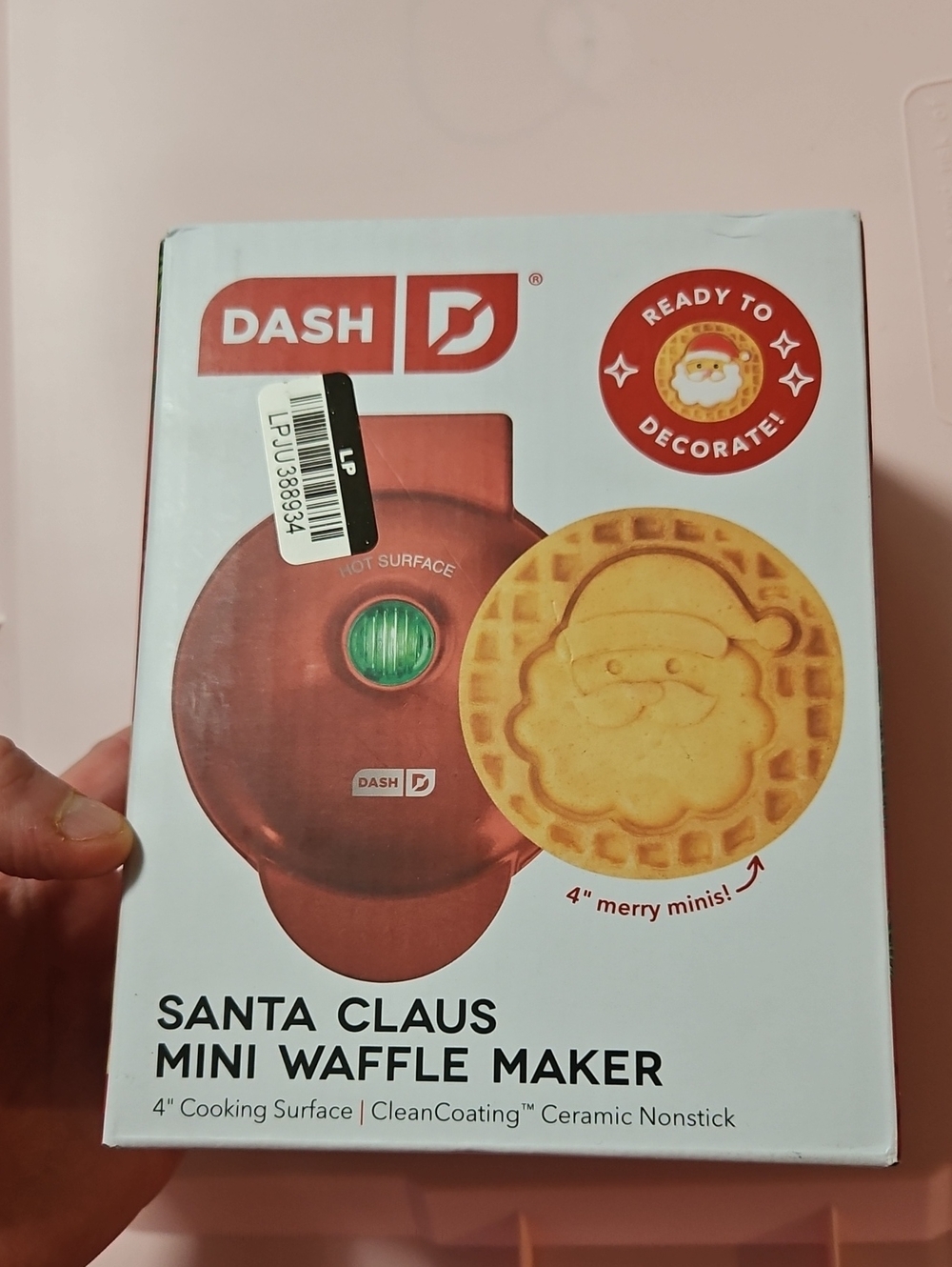 DASH SANTA CLAUS 4" MINI WAFFLE MAKER CUTE CHRISTMAS HOLIDAY New In box